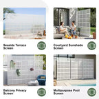 MAYEERTY 72x47 Écran de confidentialité extérieur naturel blanc, séparateur pliable naturel en 6 pièces pour jardin et cour arrière