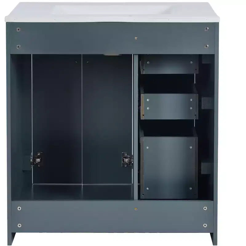 Meuble-lavabo simple de 76 cm avec armoire et 3 tiroirs – Noir / Bleu / Vert / Indigo / Blanc