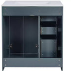Meuble-lavabo simple de 76 cm avec armoire et 3 tiroirs – Noir / Bleu / Vert / Indigo / Blanc