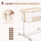 Berceau à roulettes – Beige / Gris / Rose, cododo, pour 1 bébé