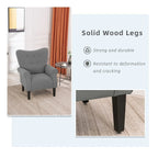 Fauteuil d'appoint moderne Erommy, fauteuil à dossier haut, canapé simple en tissu rembourré avec boutons et pieds en bois pour salon