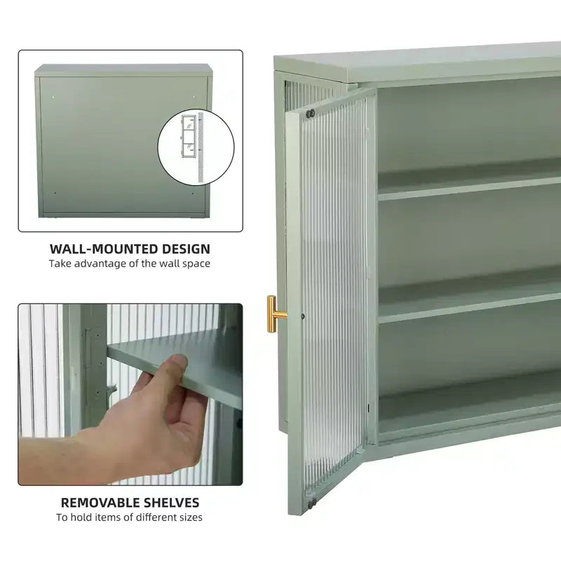 Armoires murales doubles en verre avec suffisamment d'espace de rangement, étagères amovibles, armoire murale, coffre de rangement à outils pratique