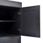 Garde-manger de cuisine autoportant 77H, armoire de rangement de style ferme avec étagères réglables, étagères de porte, tiroirs et casiers à vin - ModernLuxe