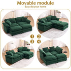 Canapé 2 places avec 2 coussins de siège, 2 oreillers et 2 poufs, canapé confortable - Canapé profond de salon, canapé modulable