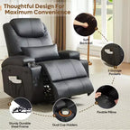 Fauteuil inclinable électrique Bestier de 88 cm avec fonction de levage, massage et chauffage, en similicuir, avec poches latérales et porte-gobelets