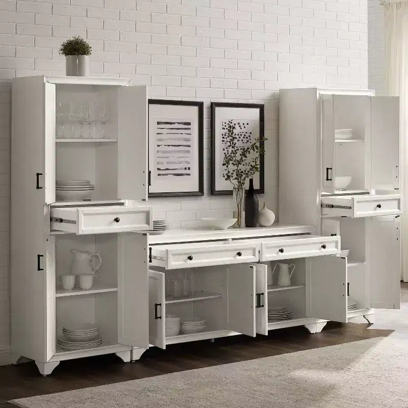 Ensemble buffet et garde-manger 3 pièces Tara aspect vieilli - Crosley