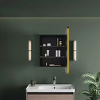 Armoire à pharmacie LED noire / blanche / dorée, porte simple, charnière à gauche ou à droite, encastrée ou murale