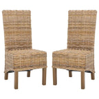 Lot de 2 chaises de salle à manger en osier naturel 48L x 56P x 104H cm, style bohème côtier