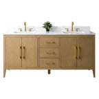 Meuble-lavabo de salle de bain Vanity Art 72 po à double vasque avec dessus en marbre reconstitué