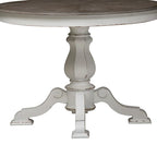 Table à dîner ronde sur pied Magnolia Manor avec rallonges escamotables - 2 finitions