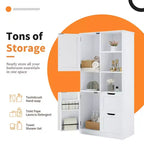 Meuble de rangement de salle de bain de 157 cm de haut, armoire de rangement au sol autoportante avec tiroir et étagère réglable, armoire de rangement pour garde-manger pour salle de bain, salon