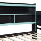 Lit de repos de jeu double/grand avec tête de lit bibliothèque, lumières LED, bureau intégré, tiroirs et station de charge