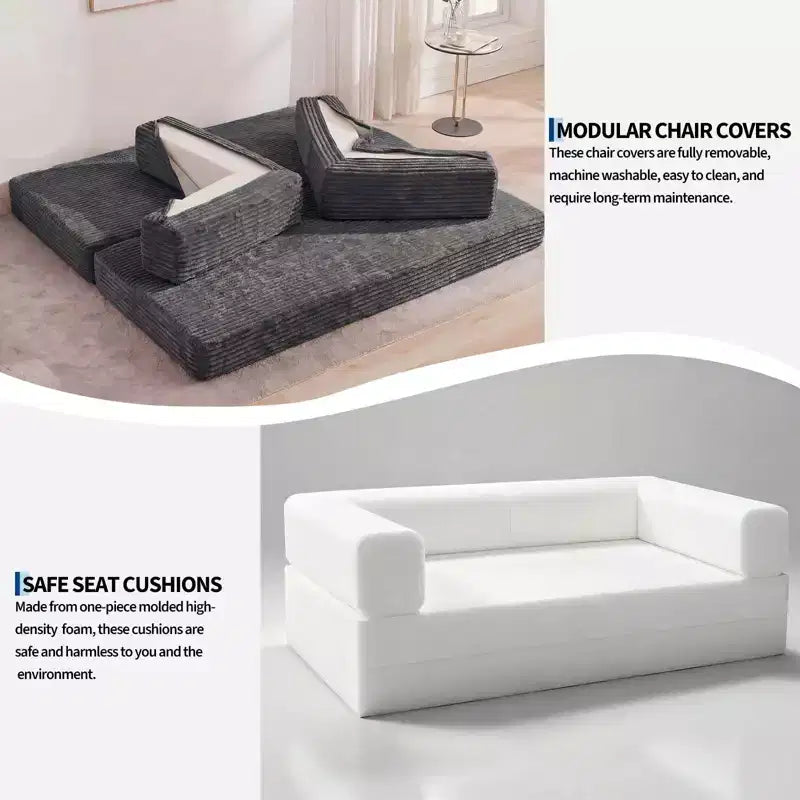 Canapé-lit convertible 5-en-1 80,7 po – Velours côtelé, 544 kg, aucun assemblage