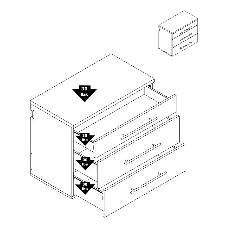 Meuble de rangement bas à 3 tiroirs Hangups - Prepac