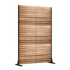 MAYEERTY Paravent de 183 cm avec Cadre Galvanisé, Séparateur de Pièce Effet Bois, Brise-vue, Clôture de Jardin, Patio Beige
