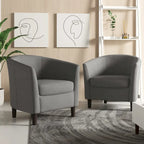 2 fauteuils club modernes en lin avec accoudoirs ronds