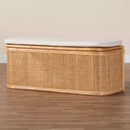 Banc de rangement bali & pari Ishana en rotin naturel Naturel/Blanc : Polyester rembourré, cadre en contreplaqué, aucun assemblage requis