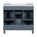 Meuble-lavabo de salle de bain moderne de 91 cm avec lavabo et armoire de toilette, 2 portes et 2 tiroirs