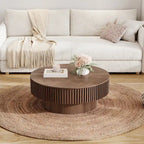 Table basse/de salon ronde moderne plaquée en bois massif avec rangement