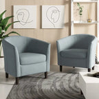 2 fauteuils club modernes en lin avec accoudoirs ronds