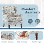 Fauteuil d'appoint moderne Erommy, fauteuil à dossier haut, canapé simple en tissu rembourré avec boutons et pieds en bois pour salon