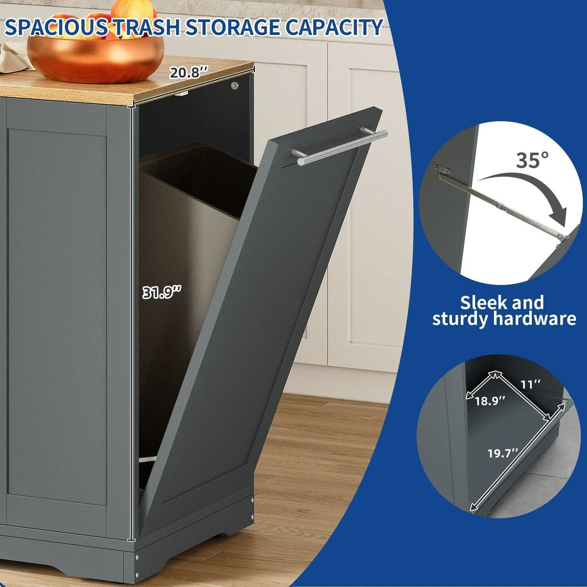 Moasis 53 pouces, îlot de cuisine roulant, armoire de rangement, chariot de cuisine mobile portable