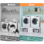 Pieds de machine à laver et sèche-linge GDLF, support universel pour machine à laver et sèche-linge avec étagère coulissante, blanc