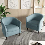 2 fauteuils club modernes en lin avec accoudoirs ronds