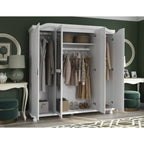 Palace Imports Kyle Armoire 4 portes 100 % en bois massif avec portes en bois massif ou portes miroir
