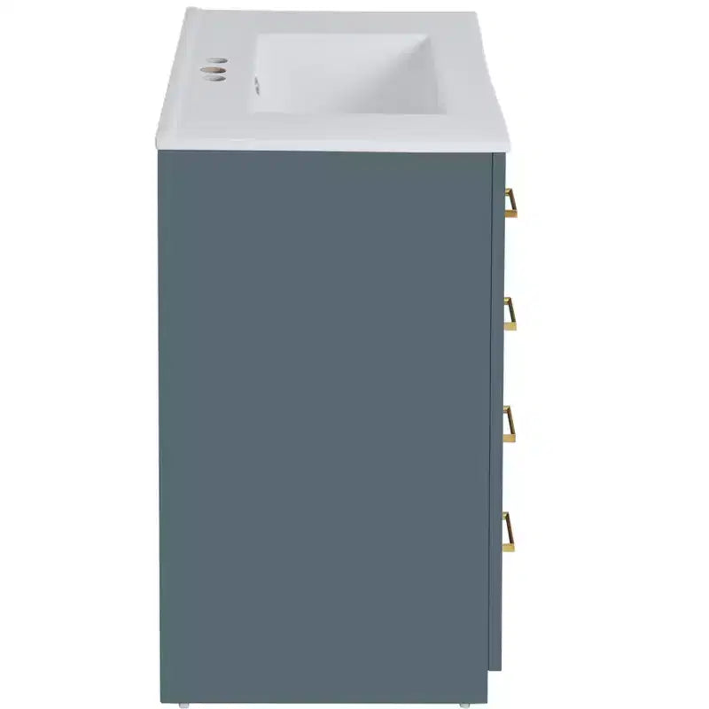 Meuble-lavabo simple de 76 cm avec armoire et 3 tiroirs – Noir / Bleu / Vert / Indigo / Blanc