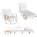Canapé-lit pliant 3-en-1 convertible en fauteuil - Dossier réglable sur 5 positions avec oreiller, lit d'appoint peu encombrant pour salon, chambre et bureau (Blanc)
