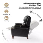 Ensemble de 2 fauteuils inclinables modernes en cuir véritable Elisabete avec garniture cloutée vintage pour salon et chambre à coucher | ART OF LIVING DESIGNS
