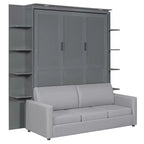 Lit escamotable mural Whisen Modern Design Queen size en bois avec canapé et étagères