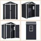 Abri de jardin en résine toutes saisons avec plancher, 1,8 m x 1,2 m/1,8 m x 2,4 m/2,4 m x 1,8 m/2,4 m x 3 m, Spire Tool Shed