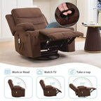Fauteuil inclinable surdimensionné 360 pivotant et berçant avec massage et chaleur - Fauteuil de salon ergonomique avec porte-gobelets, poches latérales pour salon, chambre de bébé