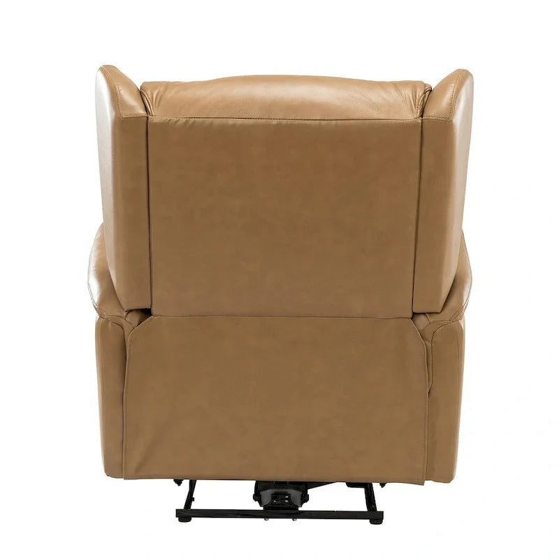 Fauteuil inclinable électrique en cuir véritable avec port USB – Ensemble de 2 fauteuils à oreilles cloutés