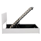 Lit plateforme rembourré Queen avec système de rangement hydraulique - Beige