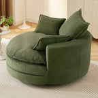 Fauteuil d'appoint pivotant à 360°, Fauteuil pivotant rond en forme de baril avec coussin pour salon