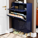 CLIHOME Meuble à chaussures d'entrée 24 paires, avec tiroirs basculants, étagère de rangement