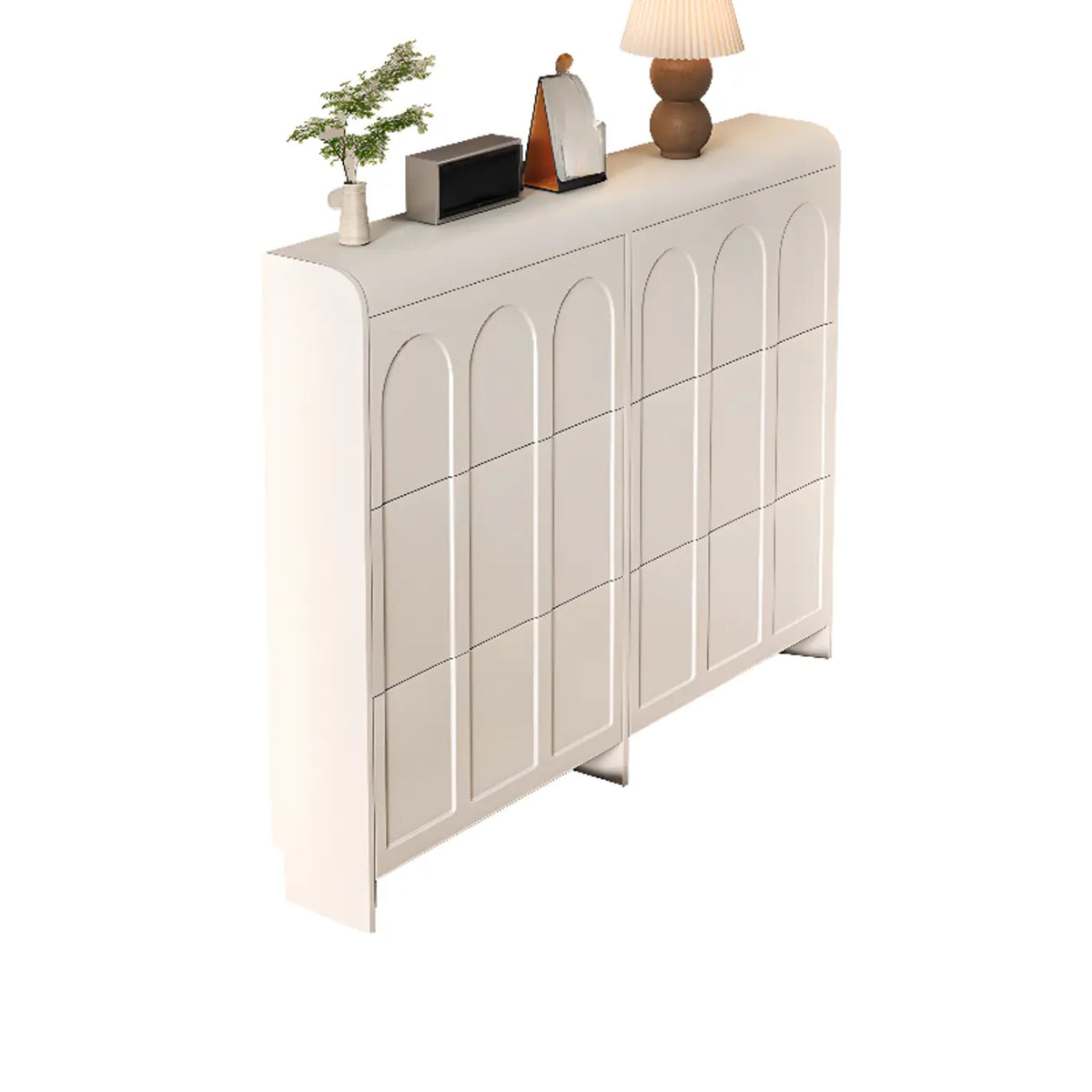 Meuble à chaussures blanc en bois 3 niveaux avec façade rabattable Slim