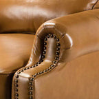 Ensemble de 2 fauteuils inclinables modernes en cuir véritable Elisabete avec garniture cloutée vintage pour salon et chambre à coucher | ART OF LIVING DESIGNS