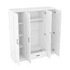 Armoire 4 portes en bois avec tringle, 1 tiroir et étagères de rangement