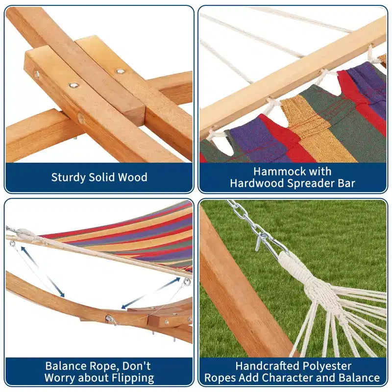 Support de hamac, support universel en bois résistant aux intempéries pour l'extérieur – 215 kg, courbé pour patio, jardin, intérieur