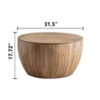 Table basse de rangement ronde et rétro en bois, adaptée au salon, à la salle à manger ou au bureau.
