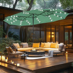MAISON ARTS Parasol excentré rectangulaire de 4,5 m avec manivelle, parasol de marché double face d'extérieur avec lumières LED solaires et base incluse