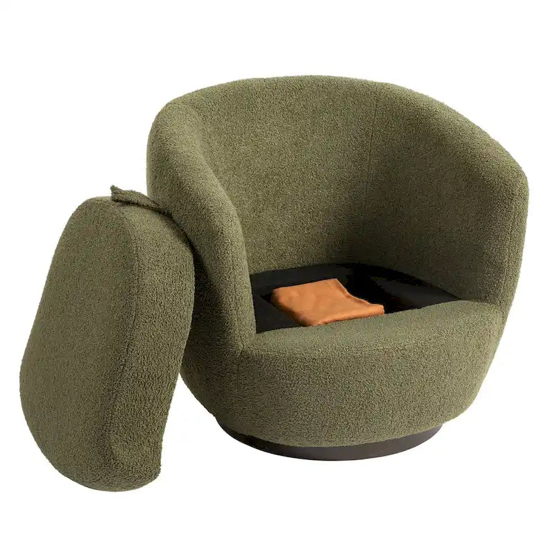 Fauteuil club pivotant rembourré avec rangement, chaise d'appoint moderne pour salon, chambre, bureau ou coin lecture