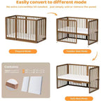 Lit convertible JOYMOR 8 en 1, incluant 2 matelas, se transforme en berceau, lit bébé intermédiaire, lit bébé pleine grandeur, lit de repos, lit d'enfant et parc.