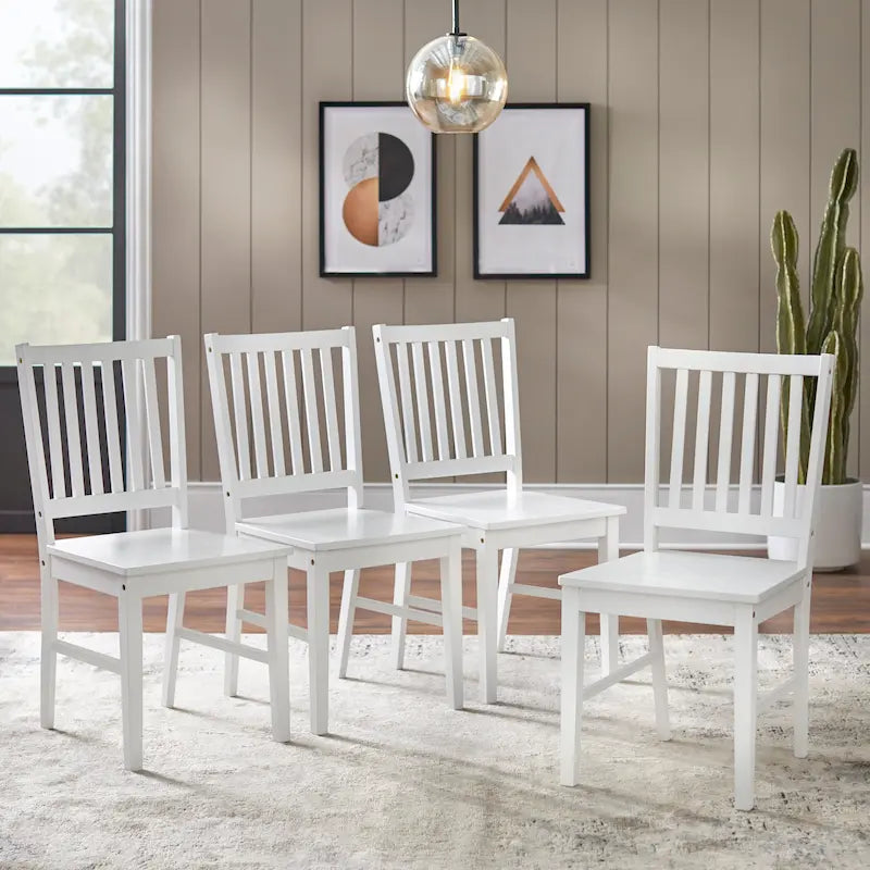 Lot de 4 chaises de salle à manger à barreaux en bois massif, cadre robuste, design classique, montage facile
