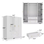 Hitow Armoire 2 grands tiroirs zone de suspension centrale avec miroir Style minimaliste