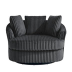 Lot de 2 fauteuils pivotants ronds surdimensionnés en velours côtelé moelleux de 43 po de large avec oreillers